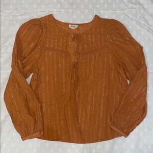 a.n.a Orange Blouse with Subtle Stripes
